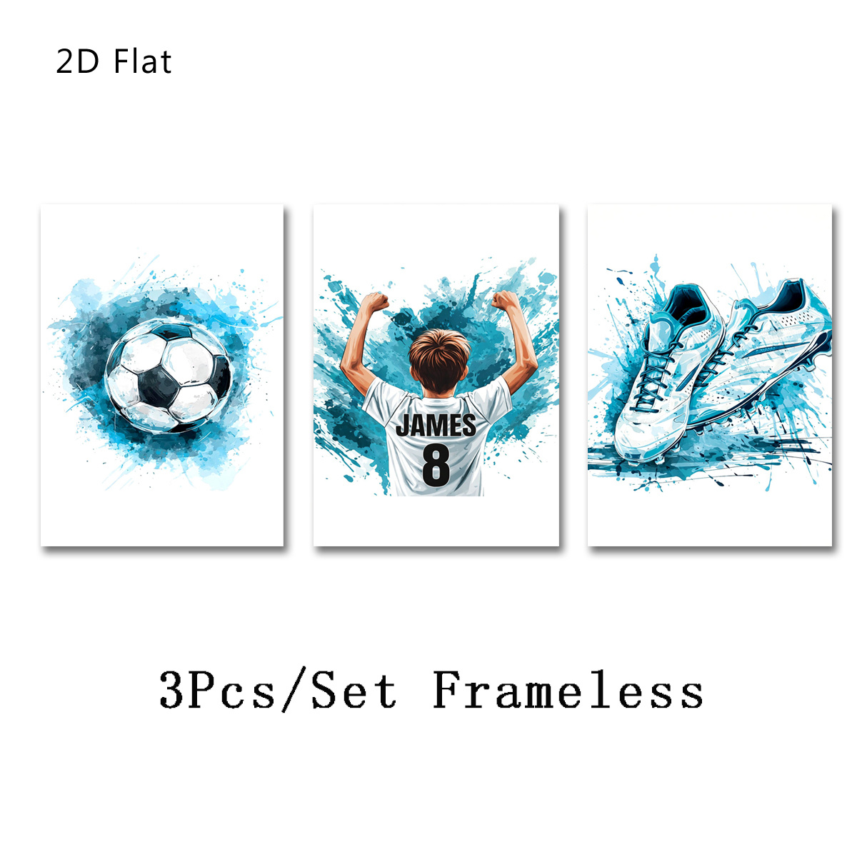 TEMU 2d Flat, Soccer Event 2026 - 2d Flat, [2d Flat] Unframed Personalized Football Wall Art Prints, Custom Name/number, Football Shirt Name Print,