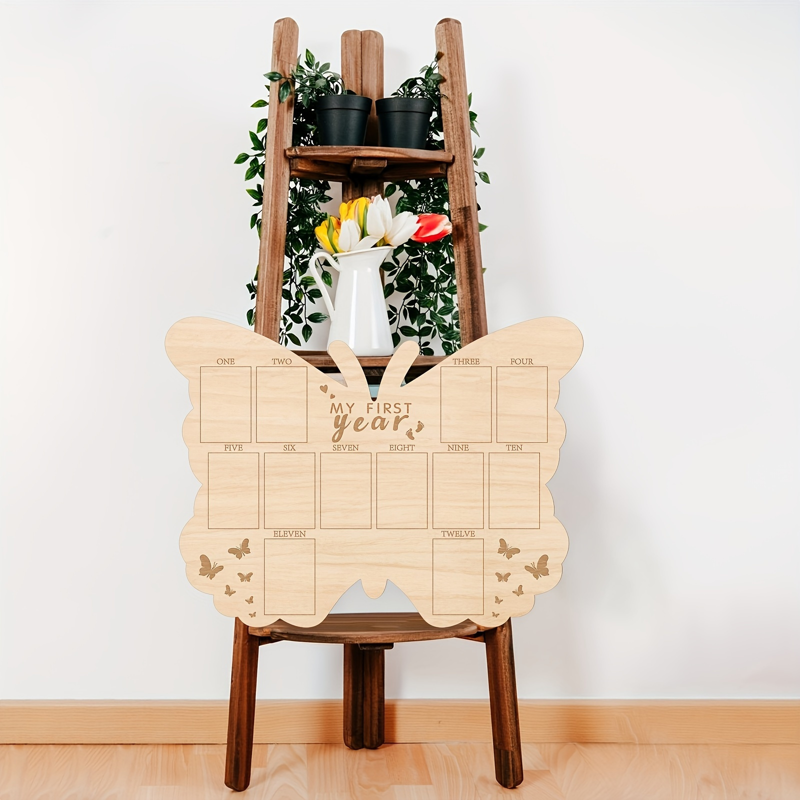 My First Year Photo Display Board, 12-Month Milestone Butterfly Frame