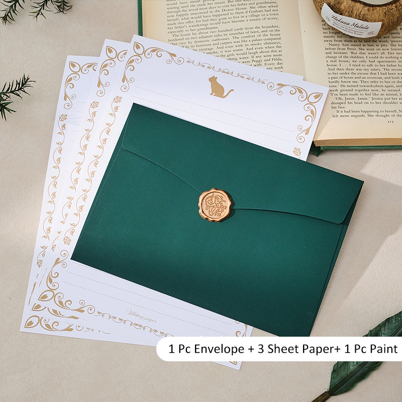 TEMU Large Vintage Dark Set With Sealing Stickers And Letter Paper, Perfect For Weddings, Christmas, Valentine's Day, Thanksgiving, And Engagements -