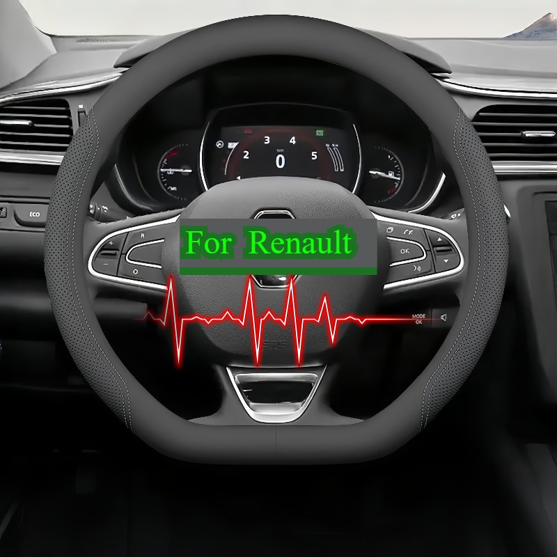 TEMU Suitable For Renault 37-38.5cm / 14.56-15.16 Inch Round Steering Wheels, With Perforated Design - Compatible With , , Megane, , , , EspaÃ§a,