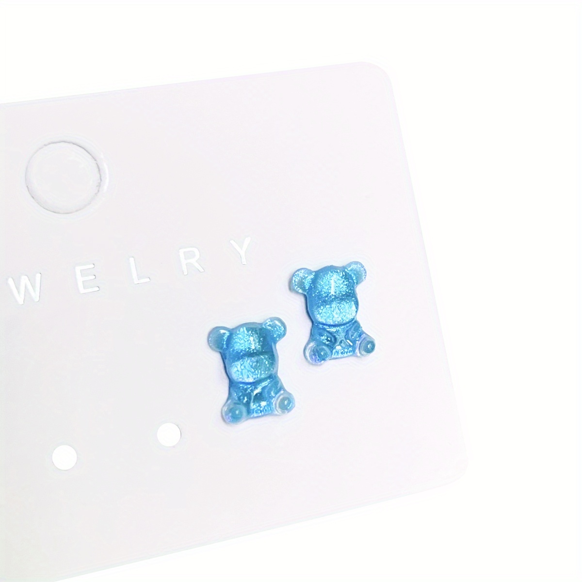 12pc Bling Bear Resin Stud Earrings Set for Sensitive Ears