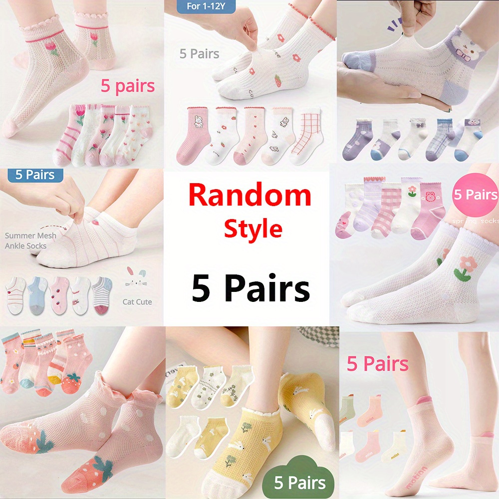 E-shop 5 Paar Zufällige Stil Sommer Mesh Cartoon Mädchen Leichte Atmungsaktive Socken