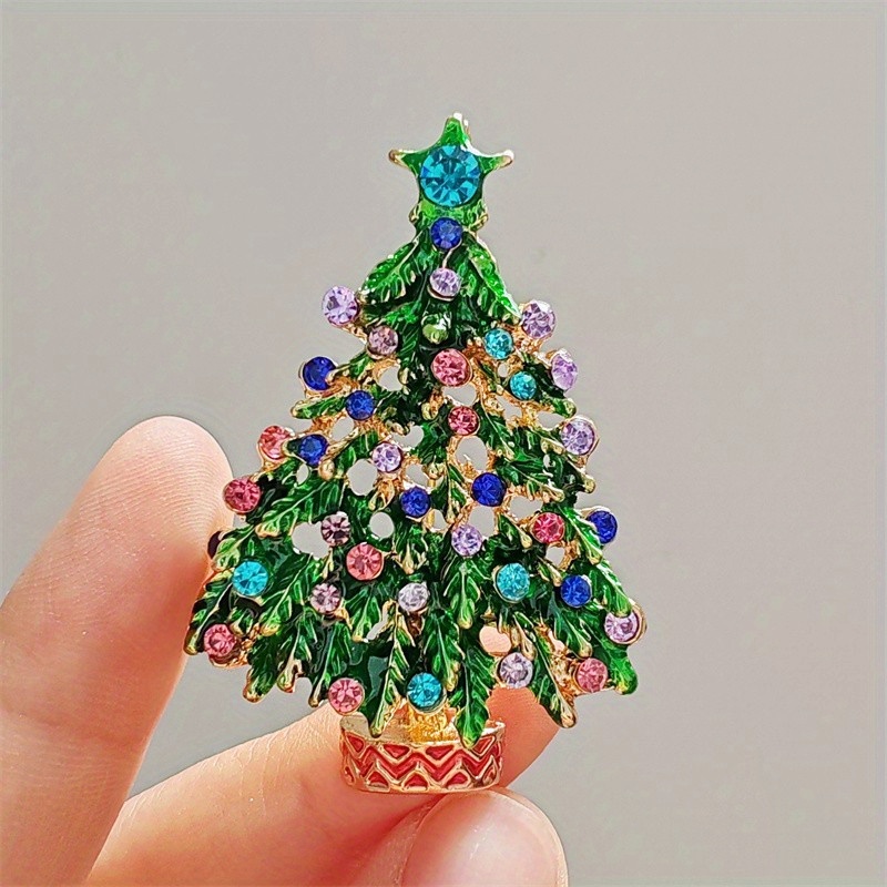 

1pc Christmas Tree Brooch Pin, Embellished, , For Women, Seasonal