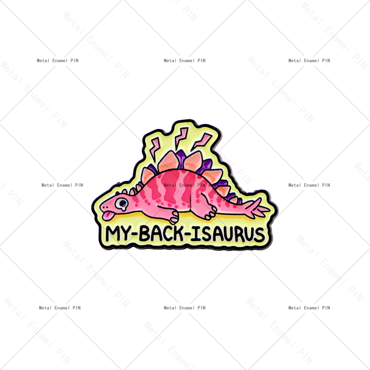 TEMU 1pc Épingle de Revers Cartoon Stégosaure "Mon Dos Me Fait Mal" pour Sacs à Dos, Épingle en Émail, Badge pour Porte-documents, Accessoire Cadeau