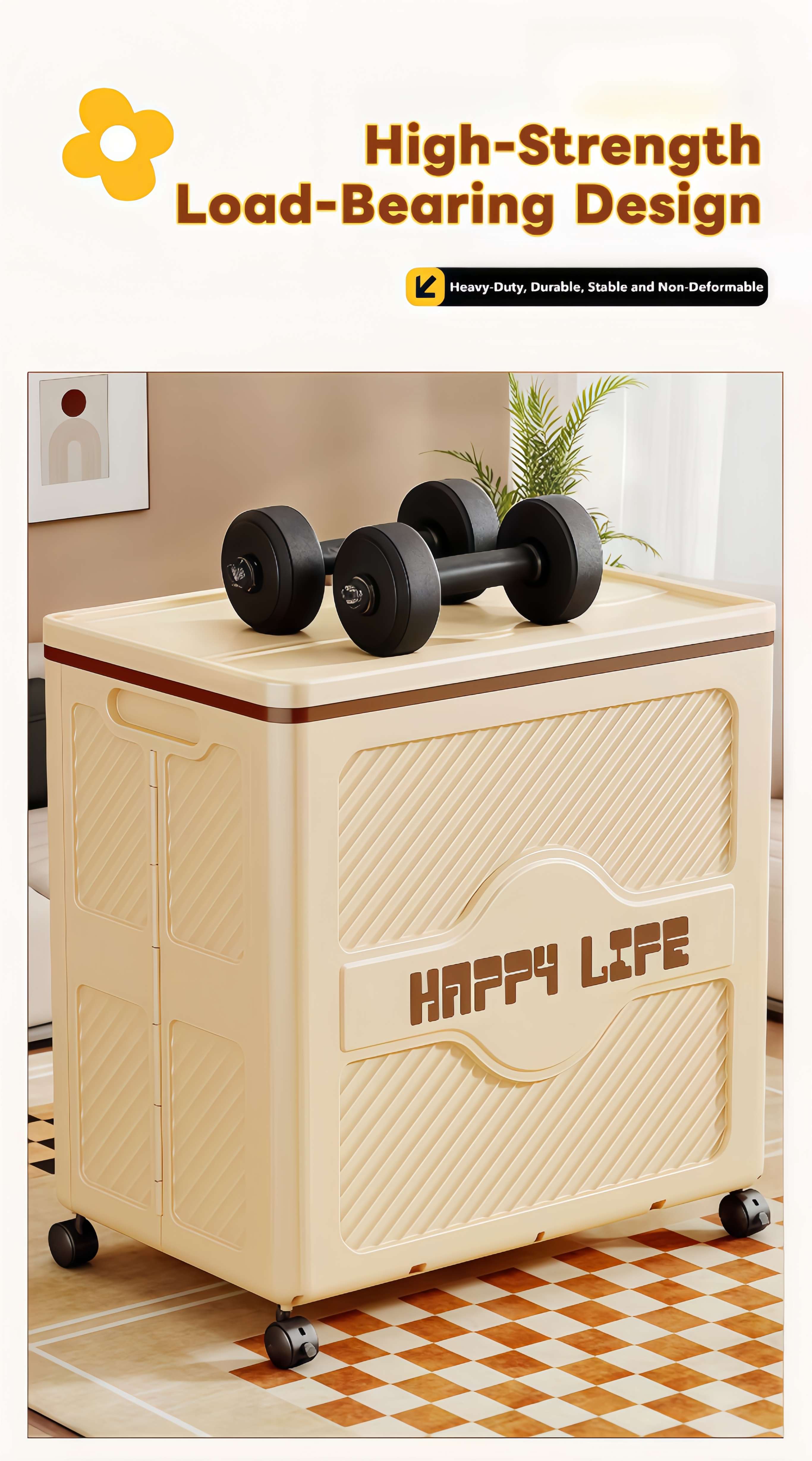 multi functional   storage box foldable stackable bin with wheels large capacity organizer unit ideal for   clothing craft supplies Product details 8