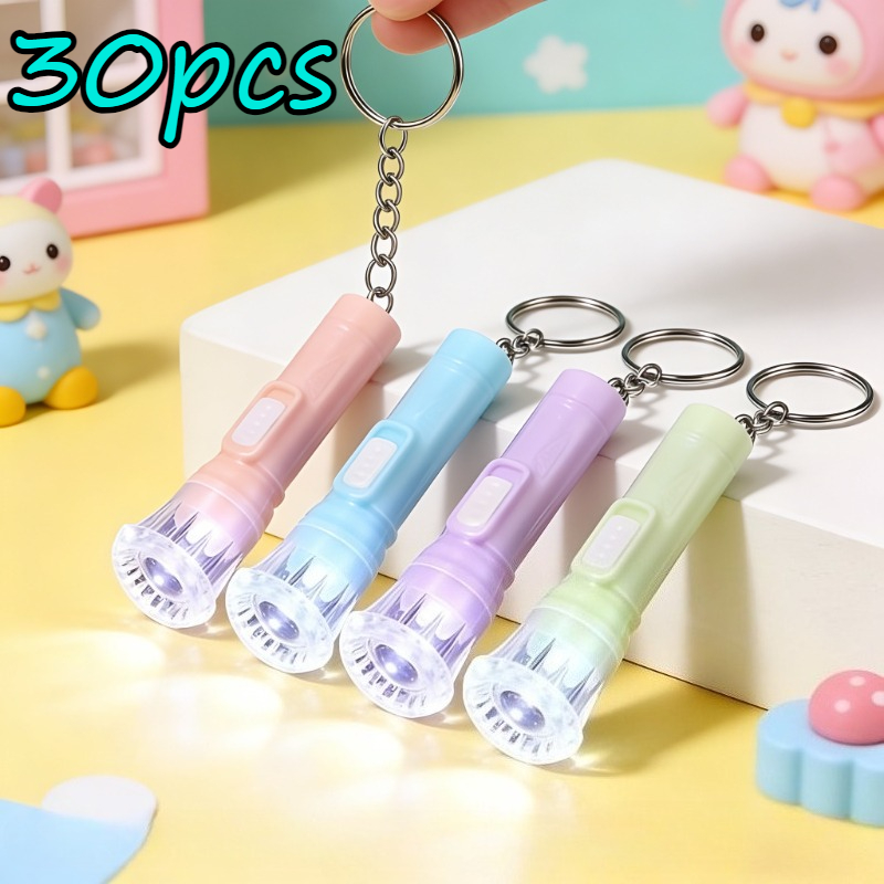 30-pack Portable Dopamine Household Flashlight (random Color): Led Material, Including Mini Keychain Flashlight Style; Led Keychain Suitable For Hiking, Camping, Cycling Parties, And Other Occasions
