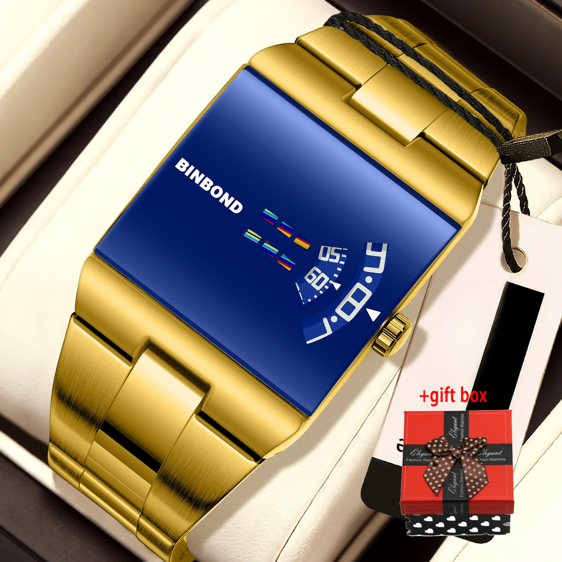 TEMU Montre pour Homme Originale BINBOND de Tonneau de Vin, d'Éventail pour Lire l'Heure et Design d'Horloge à Aiguille des Secondes de 7 Couleurs,