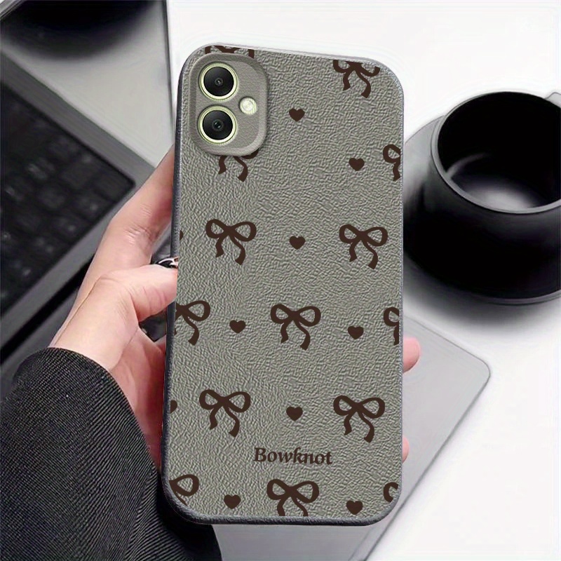 TEMU Shockproof Phone Case For Galaxy A03/a03 Core/a03s/a04/a04s/a05/a05s/a06/a07 Leather Texture Tpu Material With Luxurious Bow Pattern