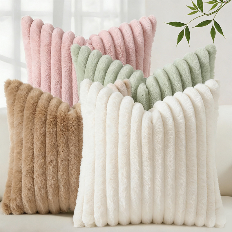 TEMU 4pcs Set Solid Color Plush Pillowcases, Soft And Comfortable Fabric, Zipper Closure, Suitable For Sofa, Office, Bedroom Home Decor, Pillow