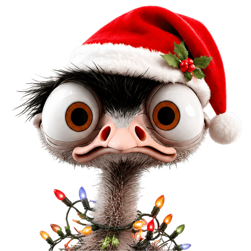 TEMU 2d Flat, 1pc 2d Flat Pattern, Christmas Window Static Cling Sticker, Window Decal, Glass Decal, Window Appliqué Featuring An Ostrich Wearing A