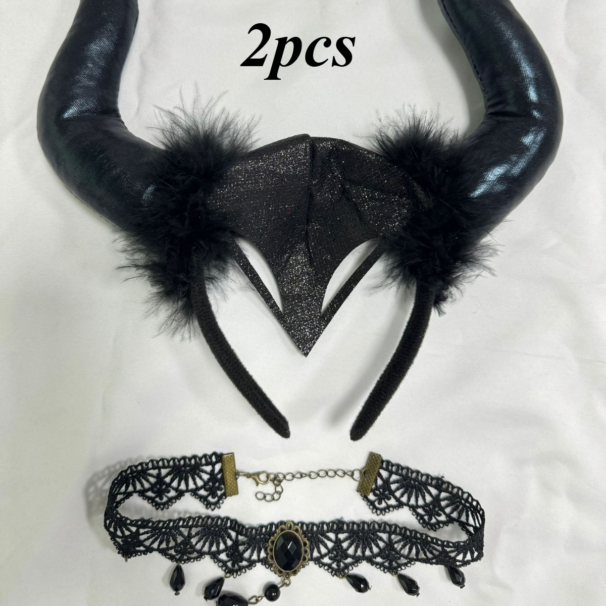 TEMU Ensemble de 2 serre-têtes de démon, style gothique , en plastique, accessoires de costume de cosplay pour fête d'Halloween, spectacles, fêtes à