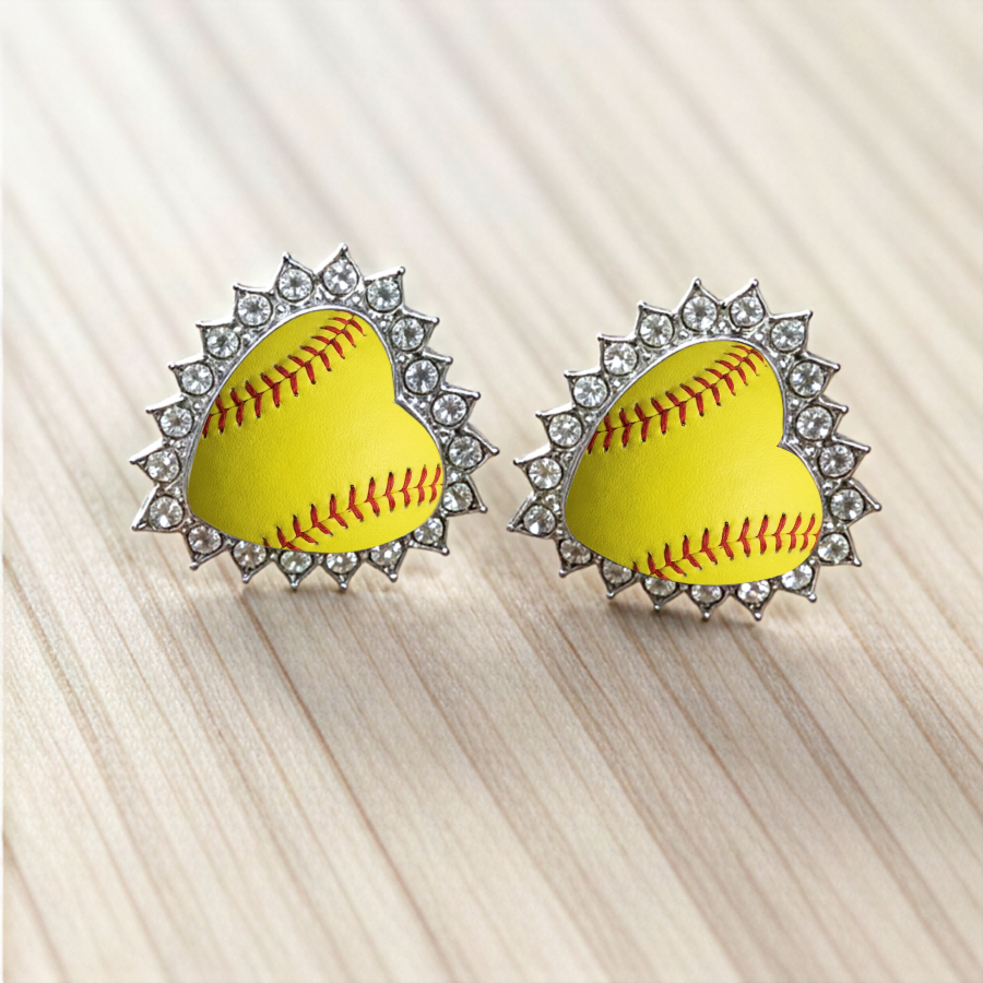 TEMU 2pcs Heart Earrings Softball Earrings Sports Earrings Love Earrings Plant Earrings Unisex Earrings Jewelry Additions Unique Jewelry Christmas