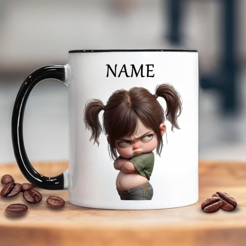 Personalized 11oz Ceramic Mug with Cute 'Extraordinary Girl' Chibi Design - Custom Name, Double-Sided Print, Comfort Grip & Microwave Safe - Ideal Gift for Graduation, Birthdays, Christmas, Back-to-School - 7 Colors Available (Hand Wash Only) - Durable & Reusable Coffee Cup for Tea, Hot Drinks