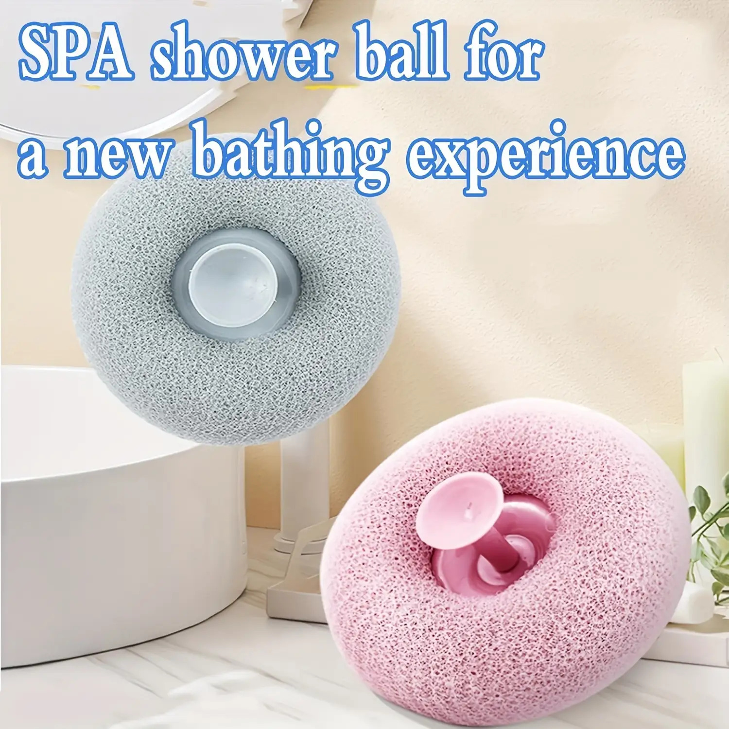 Exfoliating Shower Brush with Suction Cups- Massage Bath Ball Sponge, Suitable for Both Men And Women, Wall-Mounted Loofah, Random Colors.