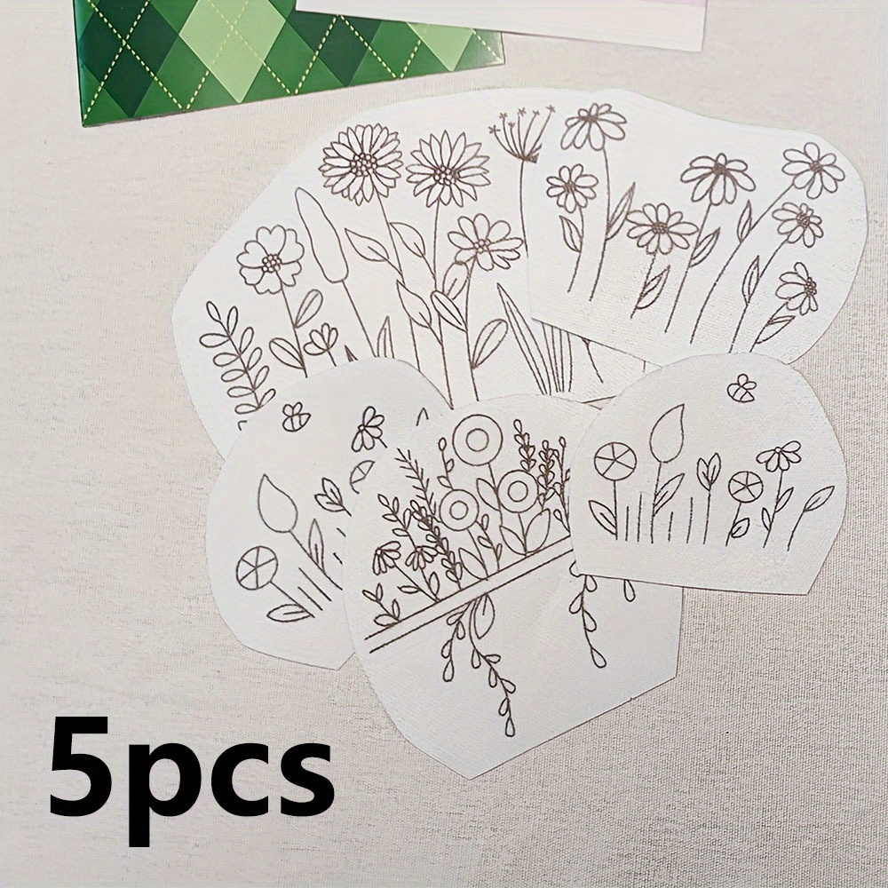 Image of 5pcs Self-adhesive Water- Washable Floral Embroidery Patches - Reusable Diy Iron-on/stick-on No-sew Appliques Suitable For Sweaters, Clothing Decoration & Crafting Supplies, Multicolor Mix