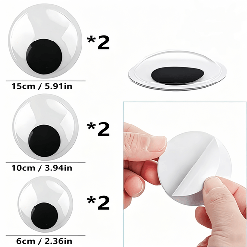 6pcs giant self wiggle eyes 2 4 4 5 9 inch 3d round black white eyes with black pupils peel stick no residue diy decor for halloween christmas balloon mask clothing