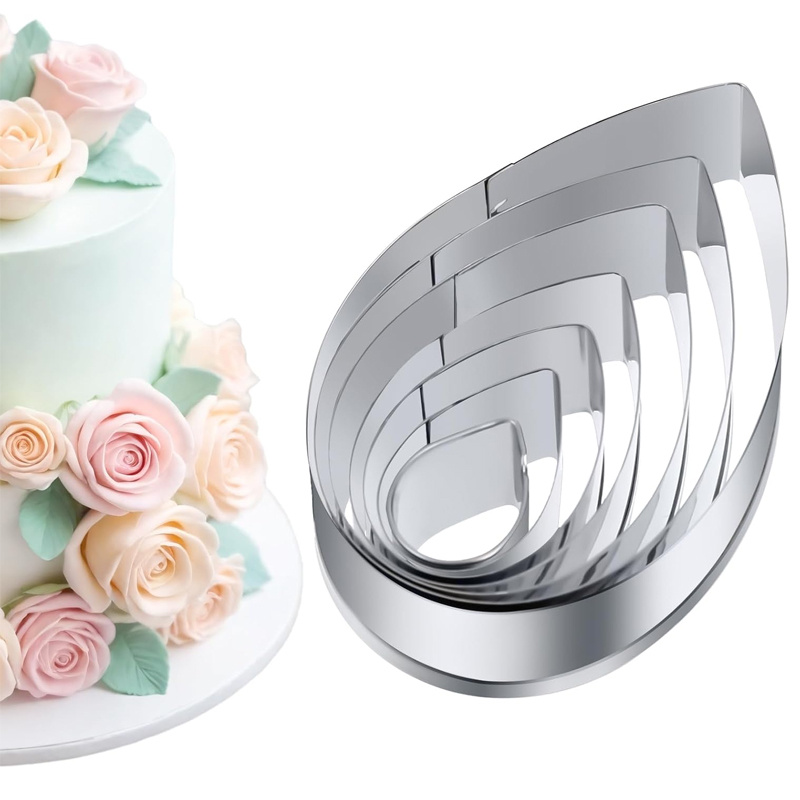 TEMU Rose Petal Type Petal Mold, 7pcs Stainless Steel Baking And Cutting Mold Set. Petal-shaped And Icing Teardrop-shaped Cutting Molds. Stainless