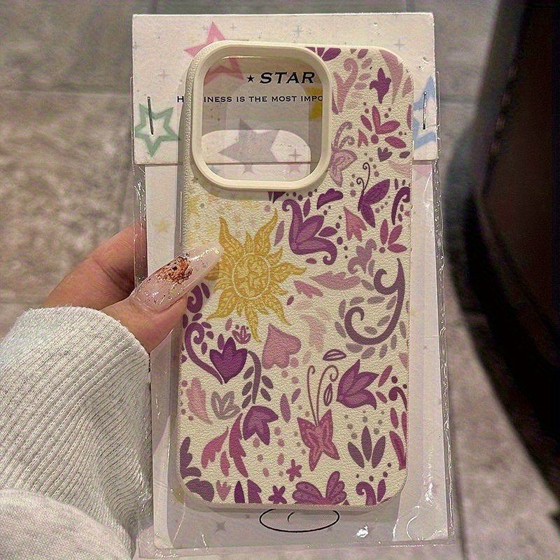 TEMU para Teléfono - con Diseño Floral de Sol y de , Compatible con Iphone 11 12 13 Plus Pro , Diseño Sencillo, Moda de Estética, y la Coexisten,