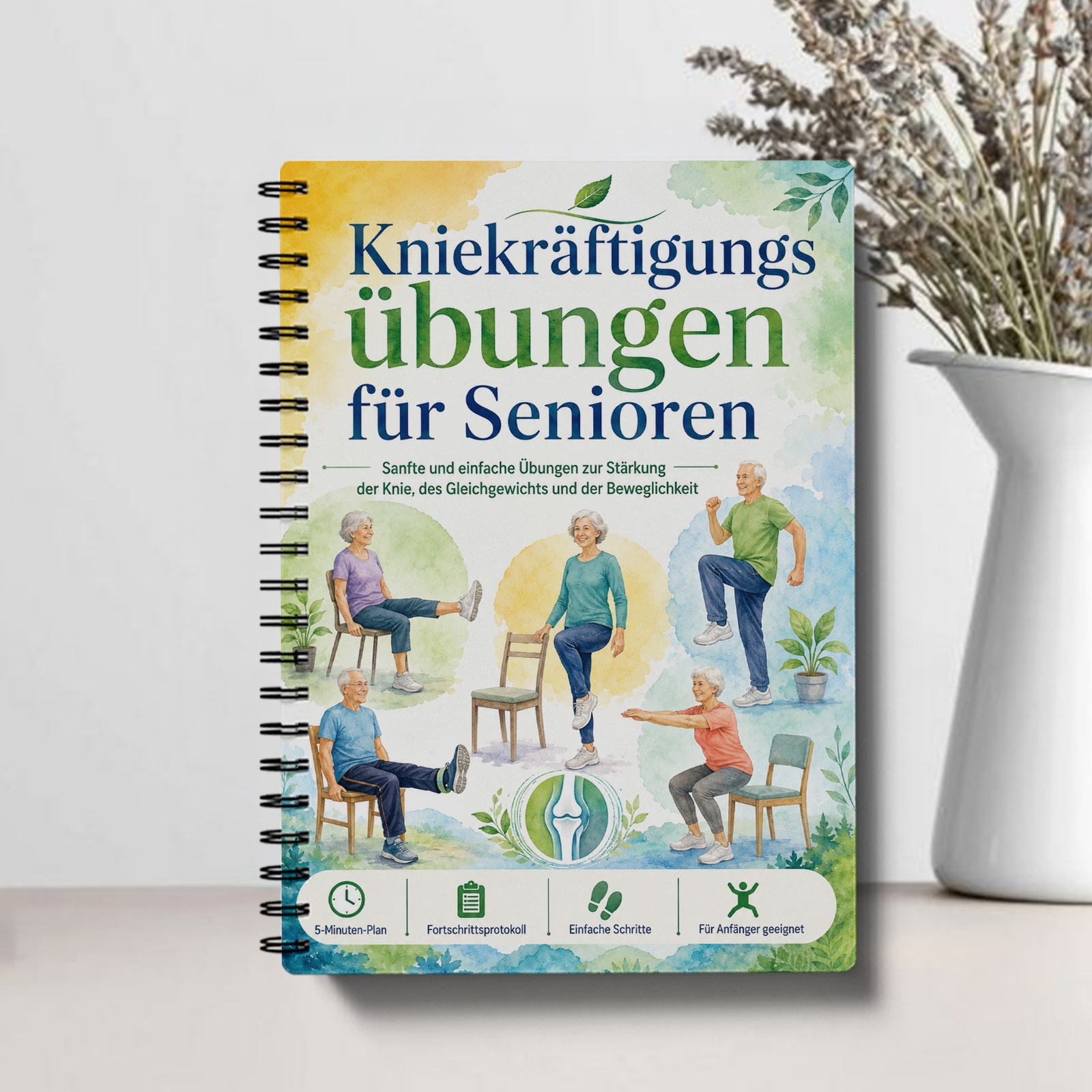 Image of German Version-knee Strengthening Exercises Fitness Planner, Gentle Knee With Low-impact Stretching, 10-minute Daily , Balance Practice, Mobility , Knee Notes, Progress Records, Gift For Parents And