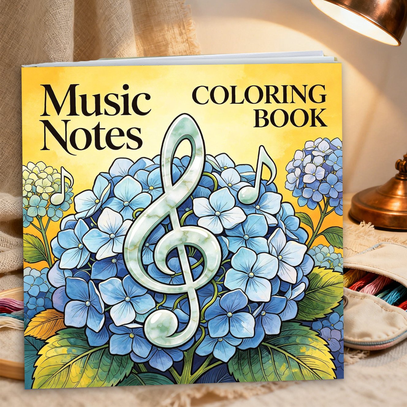TEMU 1 Book Music Note Coloring Book Suitable For Adults & - Thick Paper With Hydrangea & Treble Clef/horn Pages, Relax Coloring Activity, Rhythm