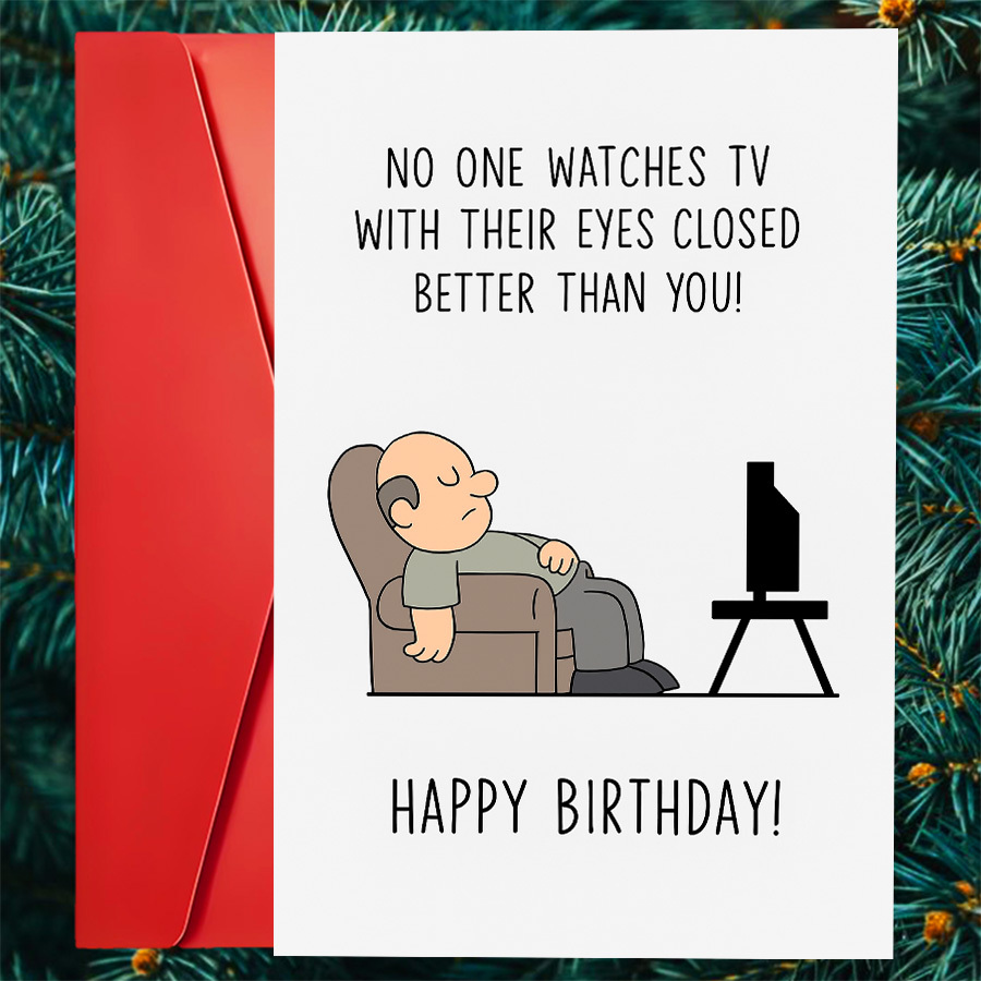 TEMU A Fun Birthday And Christmas Card For Dad/grandpa - A Humorous Theme For Tv Enthusiasts, Cozy Moments At Home, A Paper Card Gift Suitable For