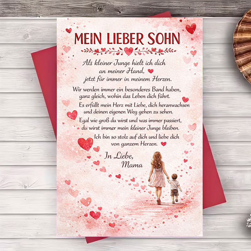 A Single Greeting Card From Mother To Son, Ideal For Birthdays Or Special Occasions, Expressing Love And Gratitude From Moms To Their