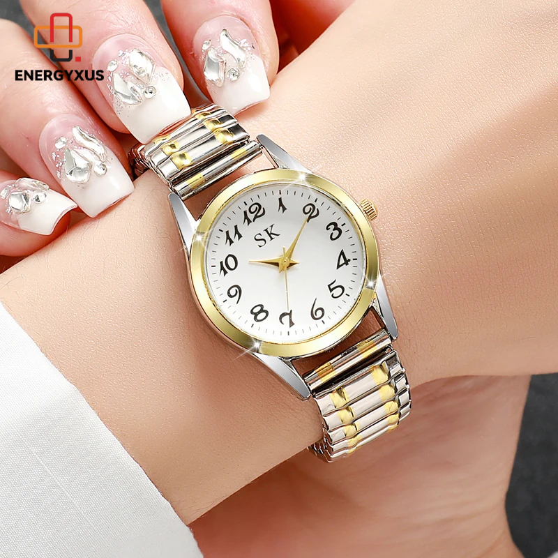 TEMU Elegant Small Dial Women Watches Fashion Elastic Strap Watch Reloj Mujer+ Watch Box, For Ladies Gift