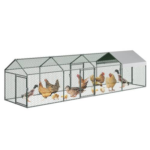 heavy duty large walk in metal chicken coop 160 x 40 x 40 outdoor poultry cage with 4 lockable doors uv water resistant cover 4 separate compartments for hens ducks rabbits small dogs