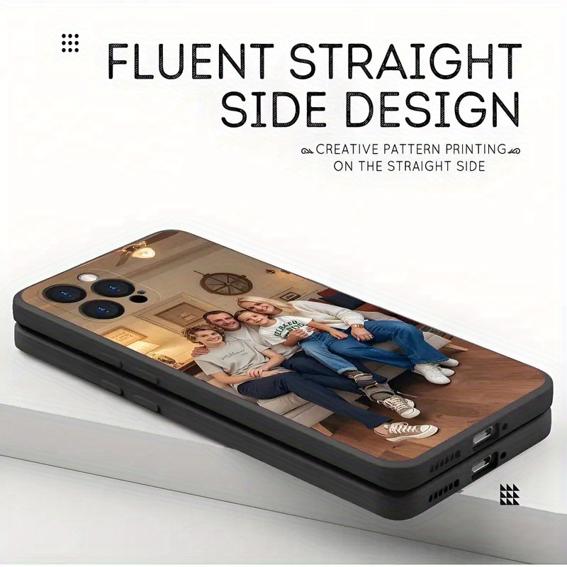 Customizable Photo Black Phone Case Compatible with iPhone 16/ 15/ 14/ 13/ 12/ 11 Pro Max/ Pro/ Plus/ Xs Max | Shockproof TPU Material | Birthday/ Father'S Day/ Valentine'S Day Gift for Girlfriend/ Family/ Couples | Creative Personalized Anniversary