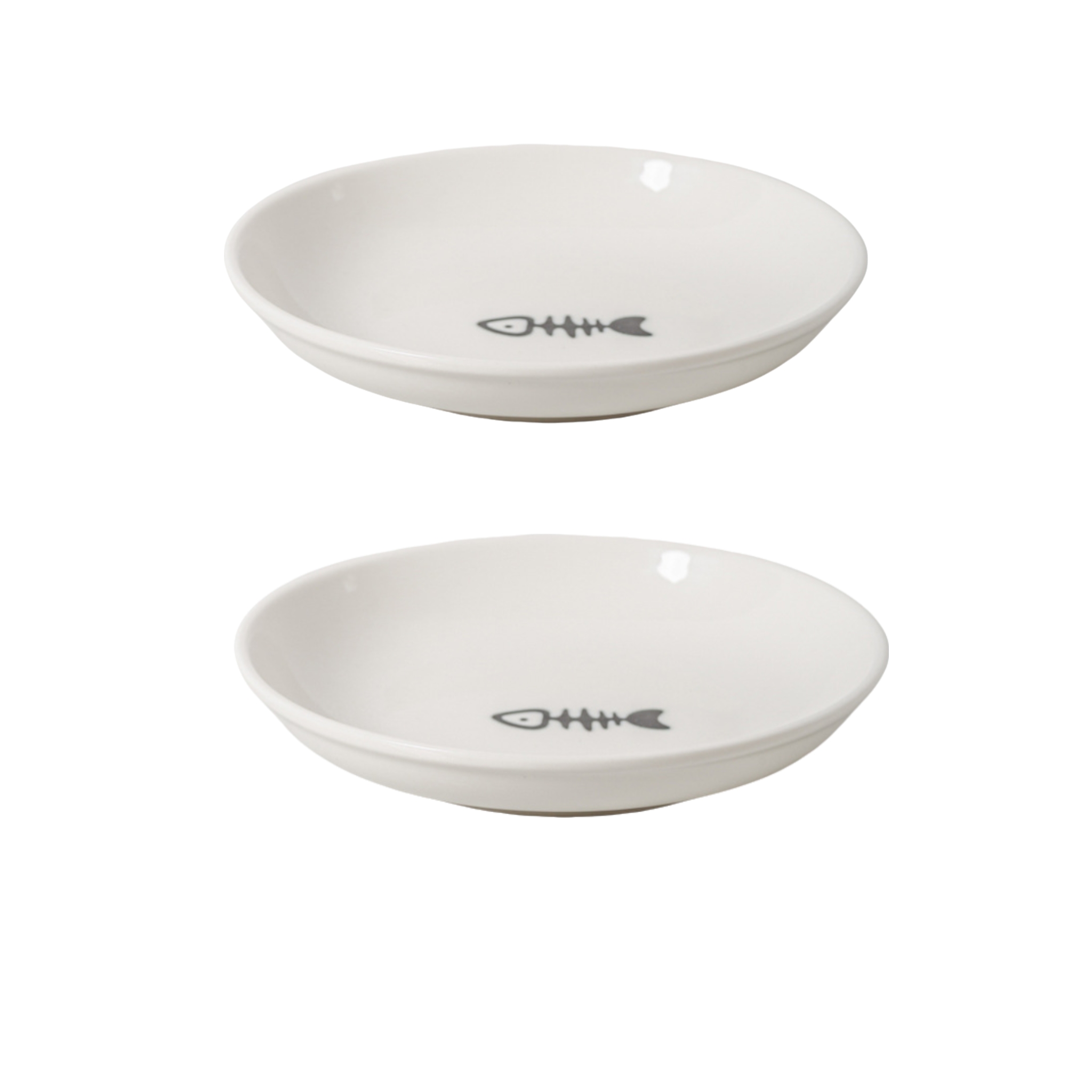 TEMU [ceramic Cat Bowl Set] 2pcs Ceramic Cat Bowl Set - Anti Whisker Fatigue, Shallow Wide Plates For Kittens And Adult Cats, Dry/wet Food And Water