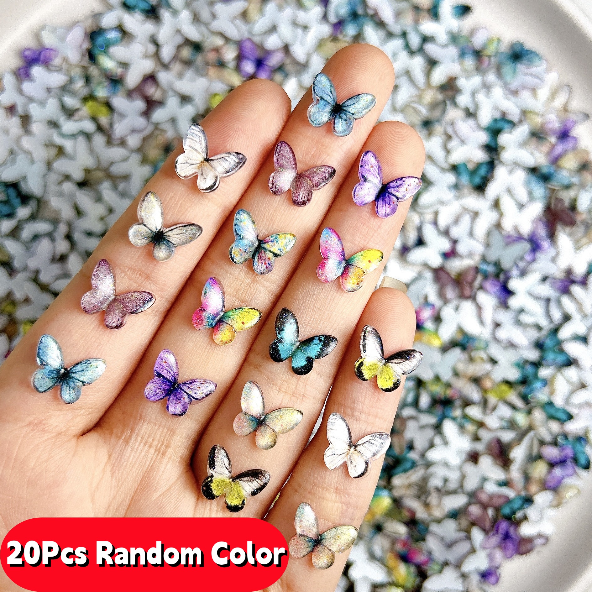 TEMU 20pcs Random Color, Colorful Decorative Resin Charms- Non-hole Flat Beads For Phone Cases, Nail Art, Earrings, Hair Clips - Craft Supplies &