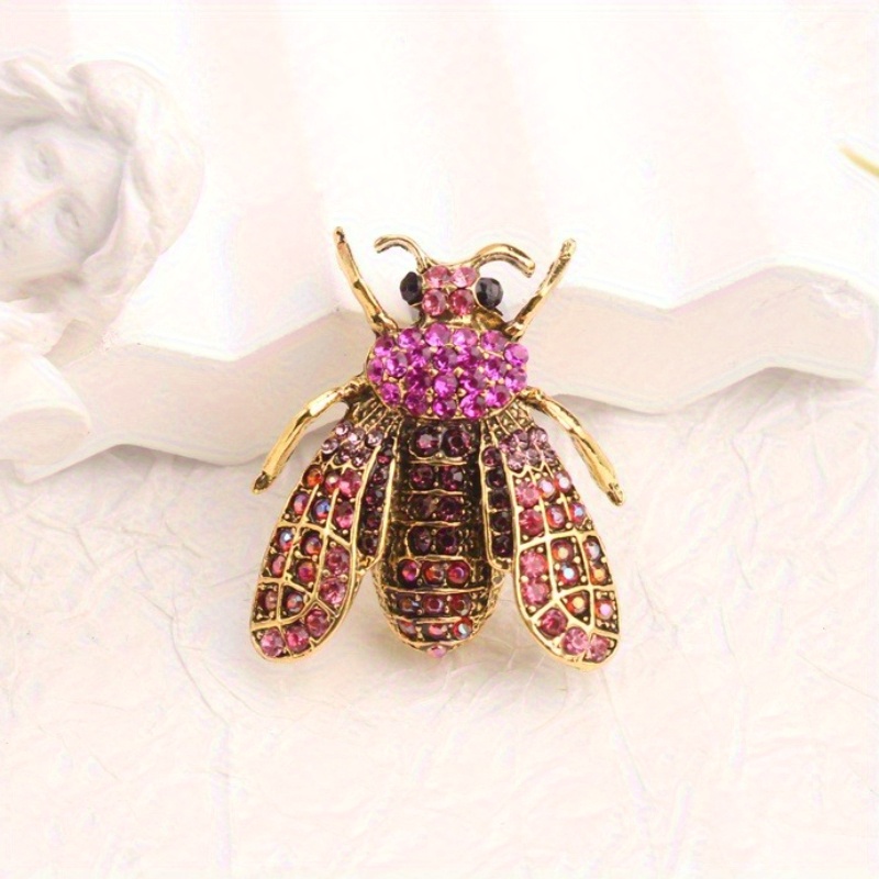Image of Elegant Bee Rhinestone Brooch, Retro Unique Insect-shaped Brooch With Sparkling Rhinestone Details, Women's Fashionable , Unisex Clothing Additions