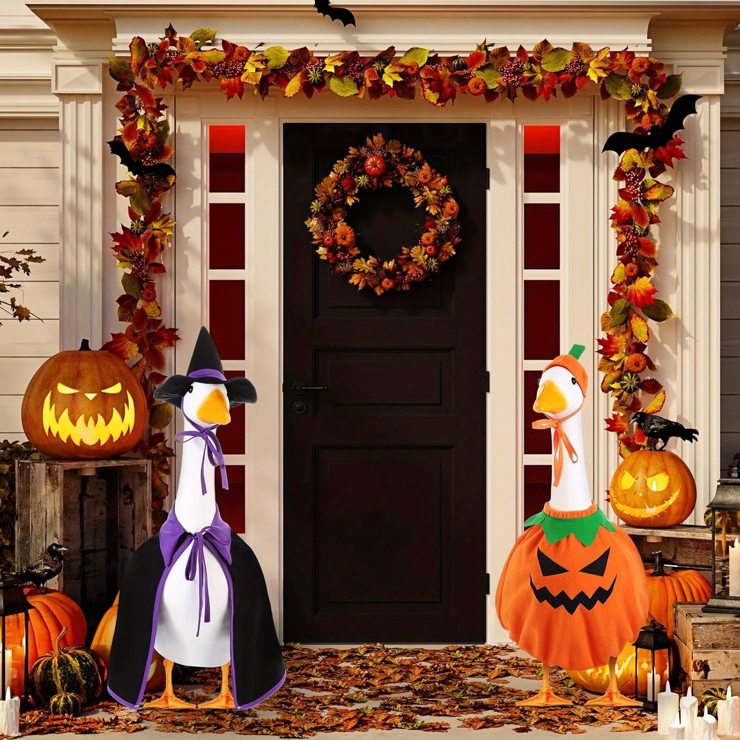 halloween goose outfit pumpkin witch costume purple hat - Temu