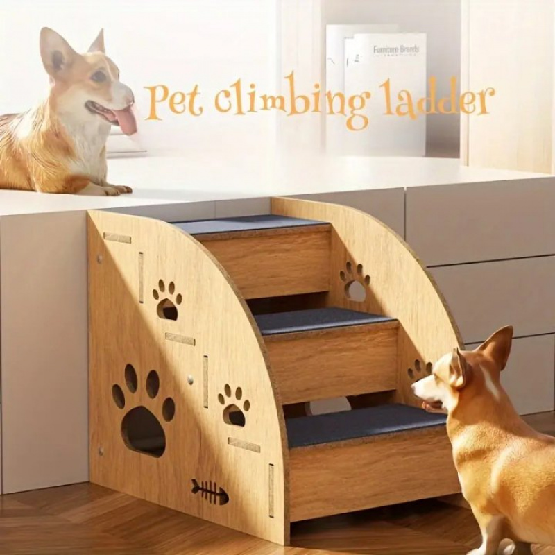 

3-tier/2-tier Wooden Dog Stairs - Non-slip Pet Steps, Suitable For High Beds And Sofas, Medium And Small Dogs And Cats.