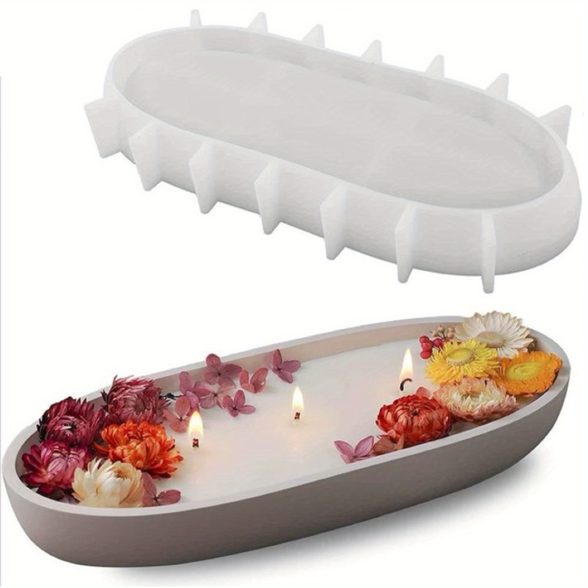 QUEENYARD Moule rectangulaire en silicone pour bougeoir 3D pour la fabrication de supports décoratifs en résine époxy