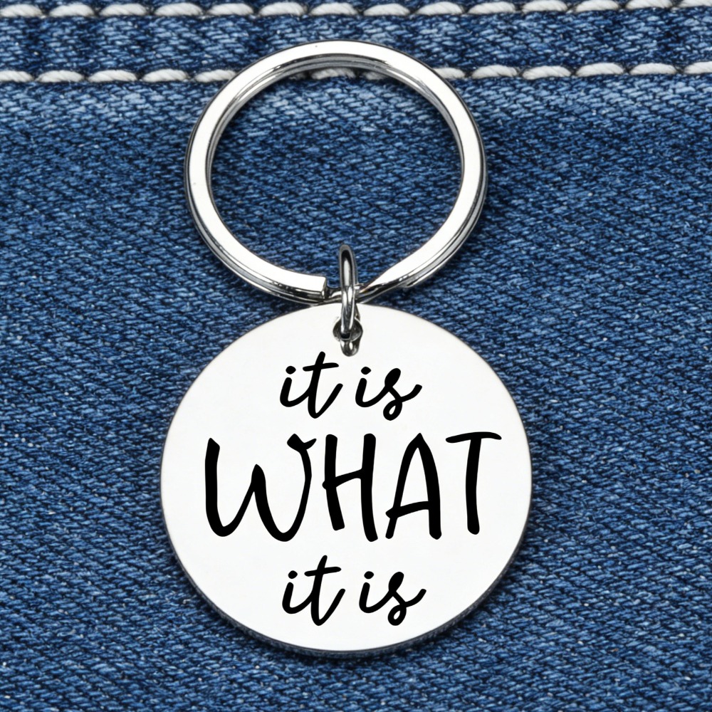 TEMU A Stainless Steel Keychain Engraved With " What , " Featuring A Design, Suitable For Everyday Use And As Gifts For Birthdays, Valentine's Day,