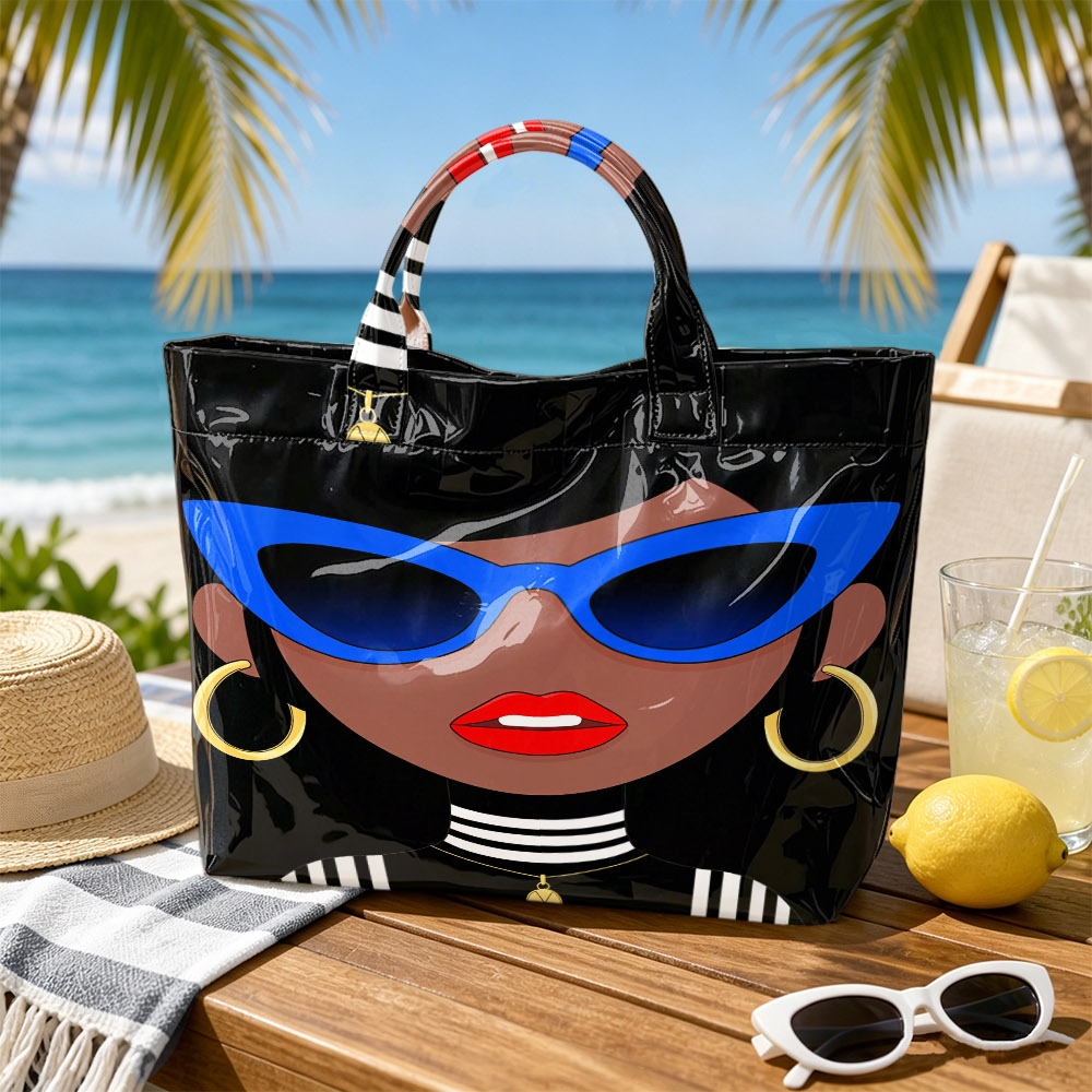 Retro Pop Art Tote Bag With Iconic Pop Icon Graphics - Large Capacity Pvc Handbag Suitable For Daily Outing,, Shopping, Street Style Shoulder Purse With Tape Closure, Yiwu-made Retro Fashion Bag