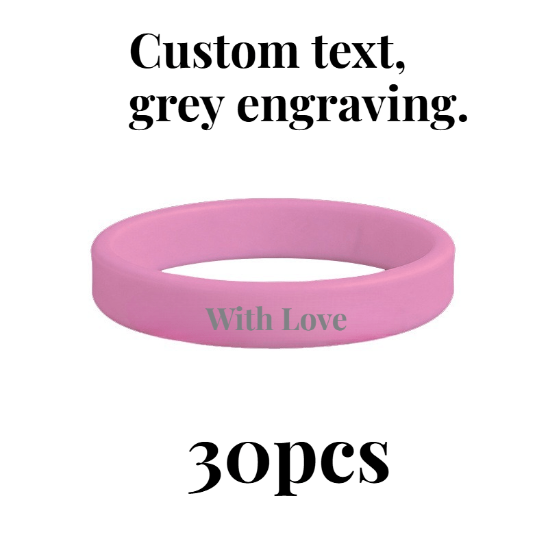 30pcs Custom Silicone Wristbands, Personalised Gift