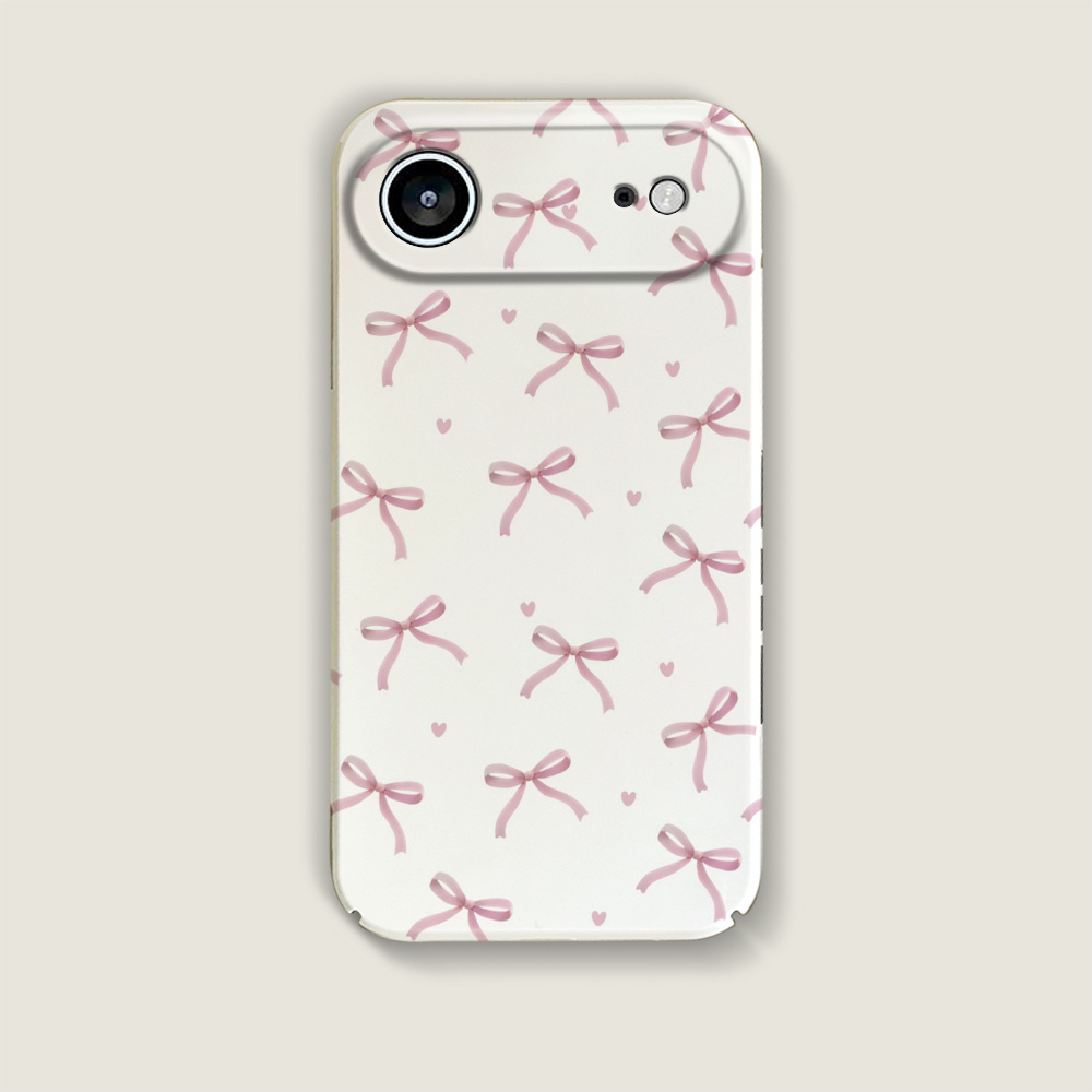 TEMU Pink Ribbon Bowknot Pattern Film Hard Phone Case For Iphone Iphone 17 Casing Smartphone Cellphone Protector
