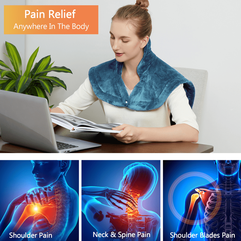 large weighted heating pad for neck and shoulders fast heating 4 temperature settings auto shut off full body     electric heating pad grey 33 x22 Product details 5