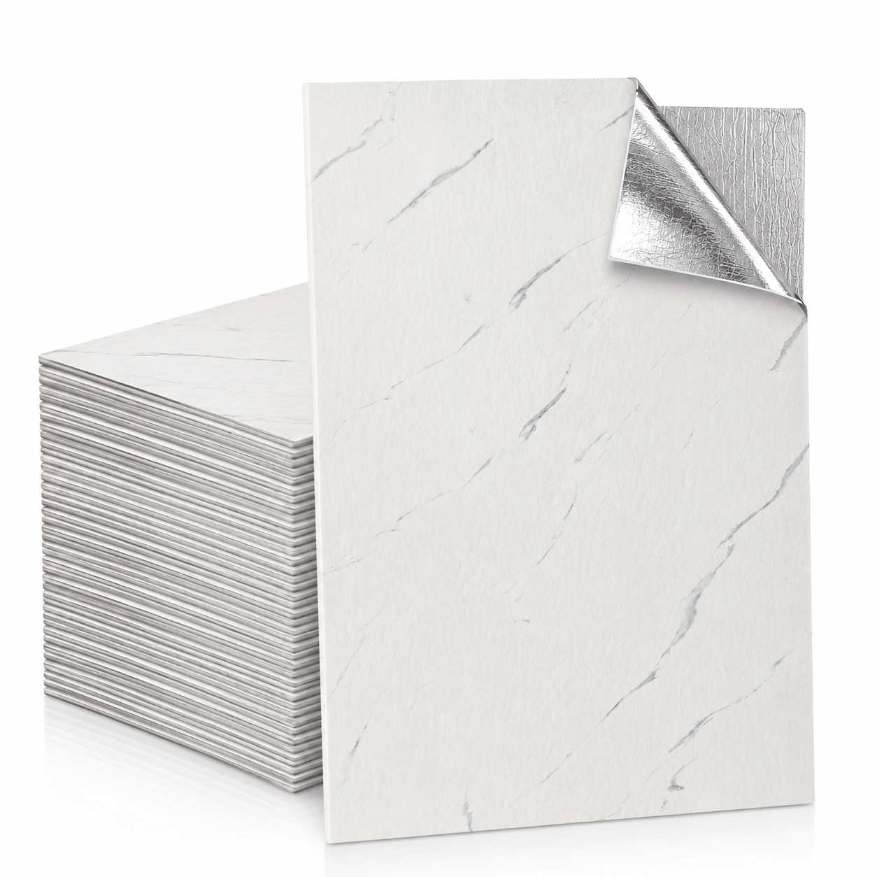 TEMU Lot de 30 panneaux muraux autocollants imperméables effet marbre pour de bain, carreaux de papier peint imperméable à et coller avec support en