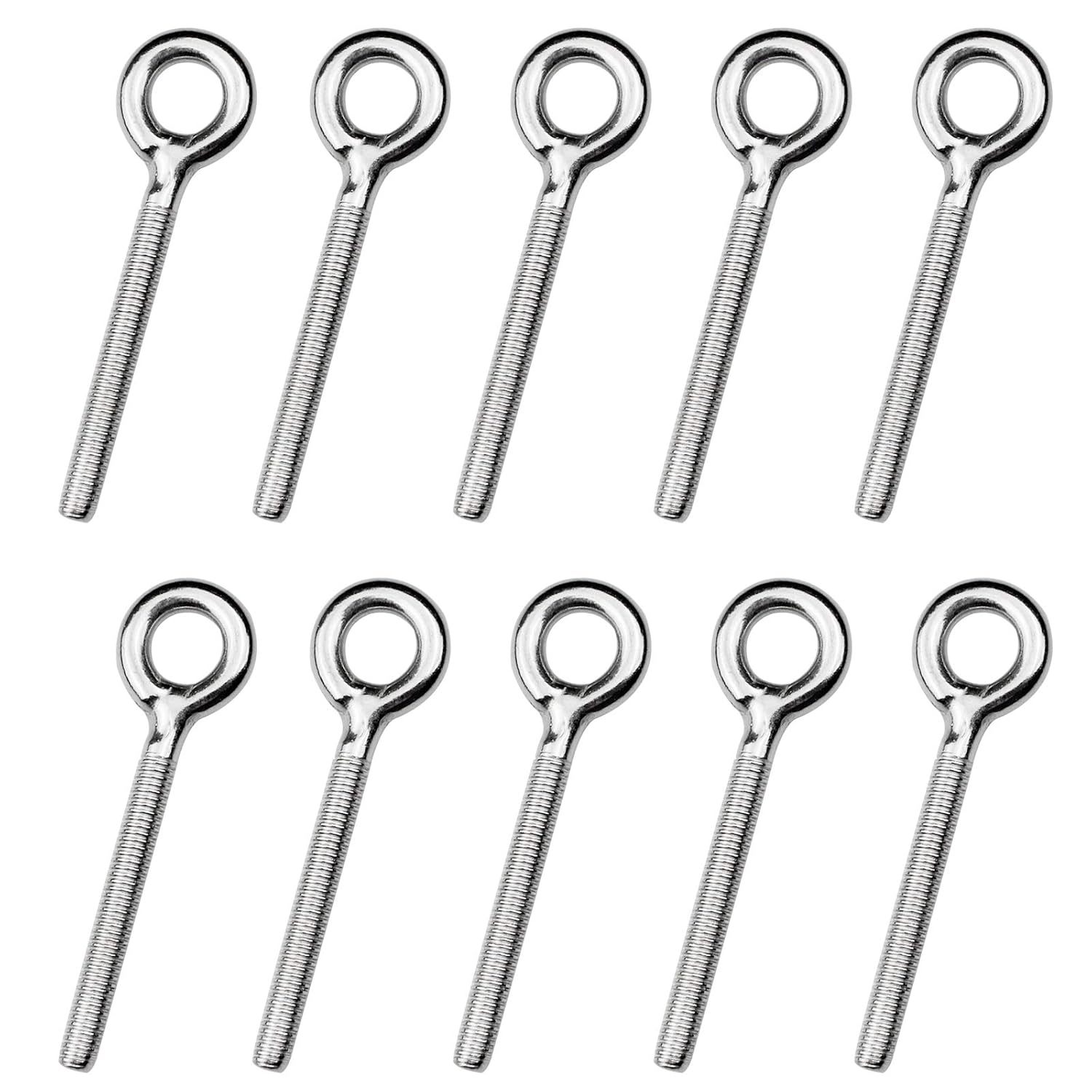 E-shop 10 Stück M6 Edelstahl Ösenbolzen, Schwerlast-Langschaft-Heberinge, Korrosionsbeständig, Ideal für Kräne Baumaschinen