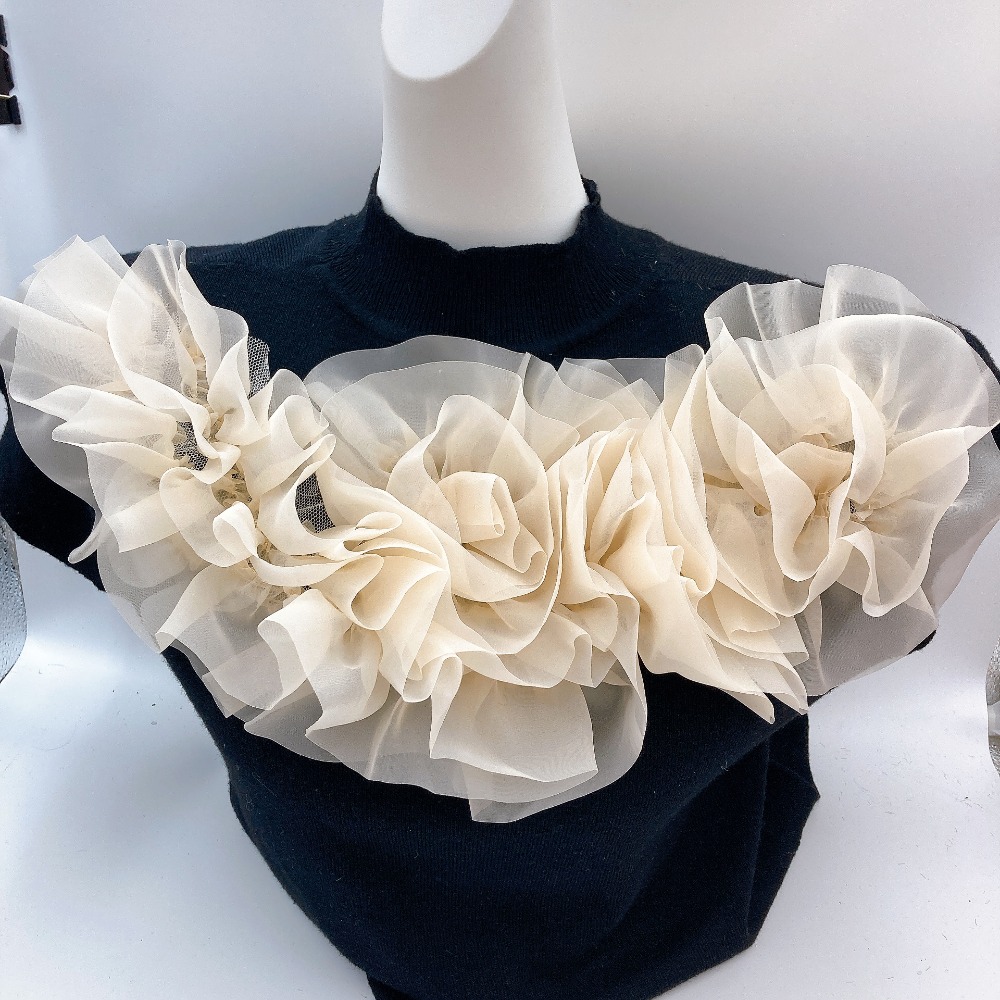 TEMU 1 pieza/40 cm/15.75 pulgadas, flor de malla de color sólido de , corsé con forma de flor completa, adiciones para el cabello, decoración de