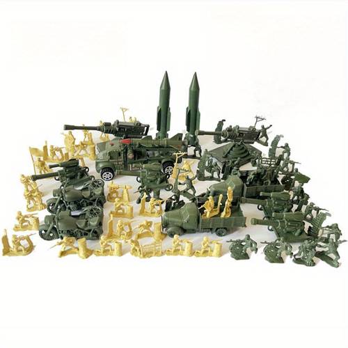 63pcs set of with their own scenes military model scene soldiers decorative adult collection gift