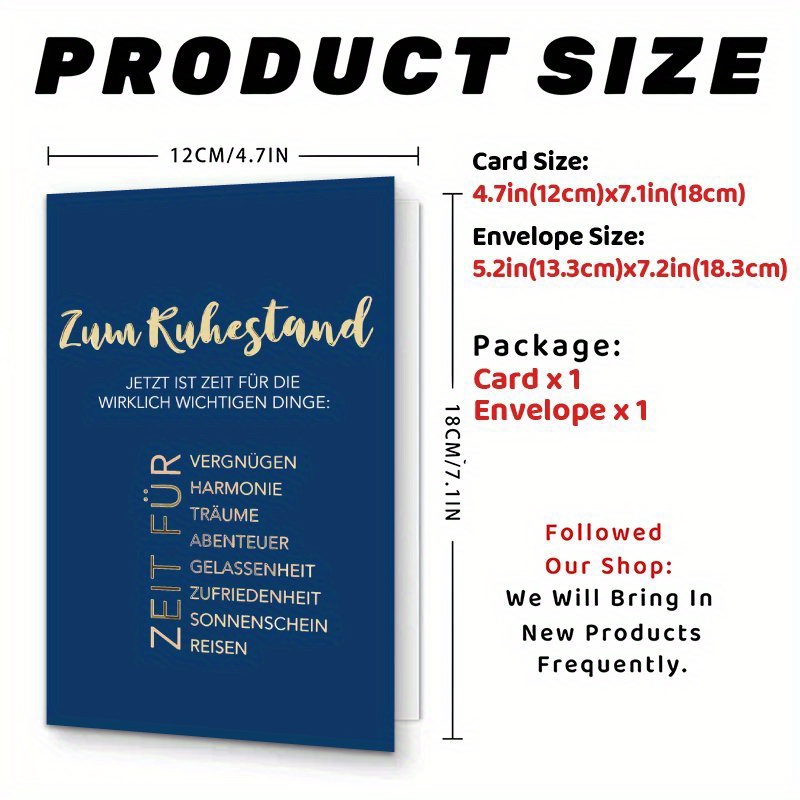 E-shop 1 Stück Deutsche Zum Ruhestand Lifestyle-Karte, Zeit für die wichtigen Dinge, Abschiedskarte Kollegen, Geschenk für Kollegen & Freunde,