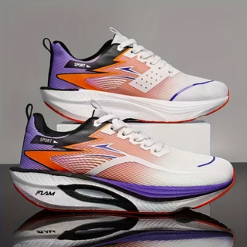 New Casual Athletic Running Shoes, Lightweight And Shock-Absorbing, with Non-Slip Sole. Offers Breathable Black, White, And Purple Gradient Color Options. Breathable Fabric Material, Suitable for Gym Training, Casual Running, And Other Occasions