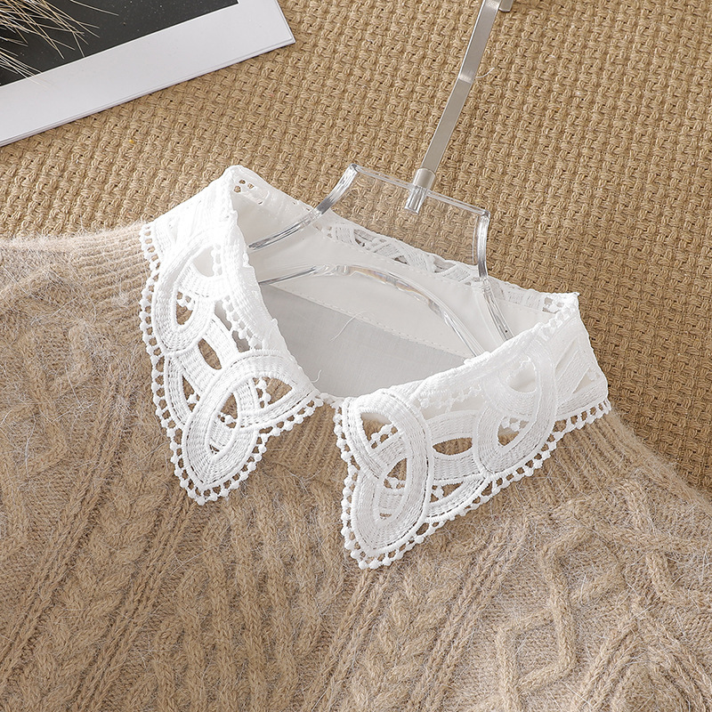 

1pc Elegant White Lace Collar For Women - Intricate , Detachable Shoulder-style False Collar For Sweaters And Knits, Machine Washable