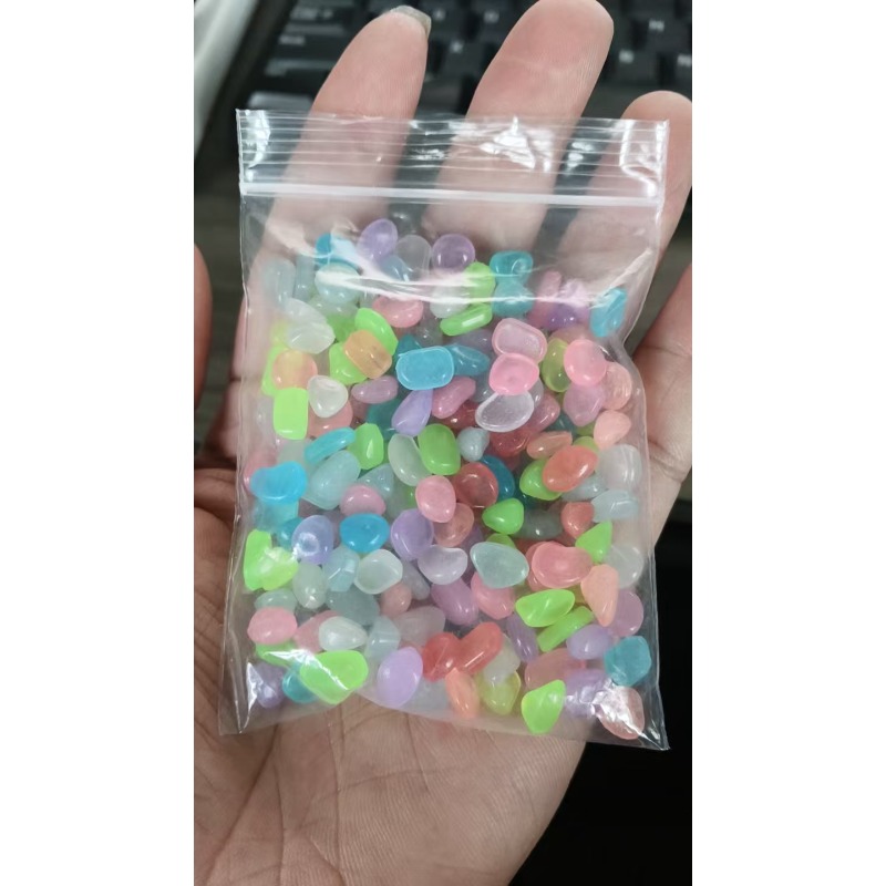 TEMU 210pcs Medium Resin Glow In The Dark River Pebbles 0.058 Lb, 0.39 Inch – Sunlight Activated Luminous Artificial Stones For Aquarium, Fish Tank,