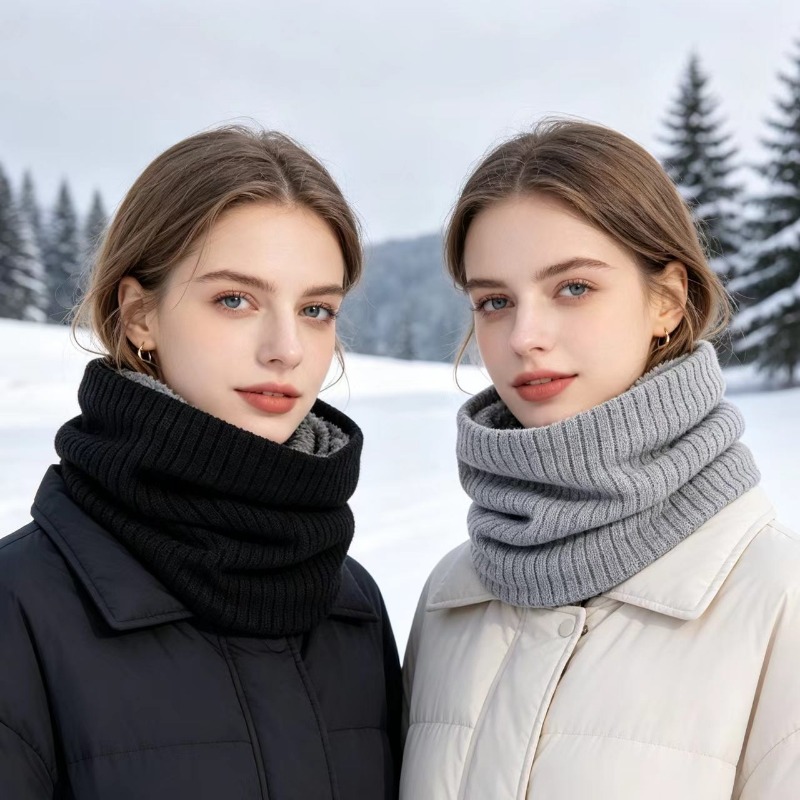 TEMU 2pcs Men's And Women's Thickened Solid Color Striped Winter Warm Scarf, Great For Gifting, Outdoor Leisure Warm Scarf, Holiday Gift, Christmas