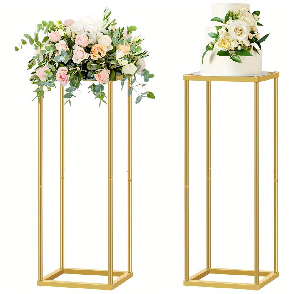 

2pcs Metal Flower Floor Vase Flower Stand Geometric Centerpieces Vase For Tables, 23.6in Tall Holder For Home Party Wedding Decorations, Rectangular Flower Display Rack